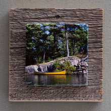 Load image into Gallery viewer, Georgian Bay Yellow Canoe - On Barn Board 0100