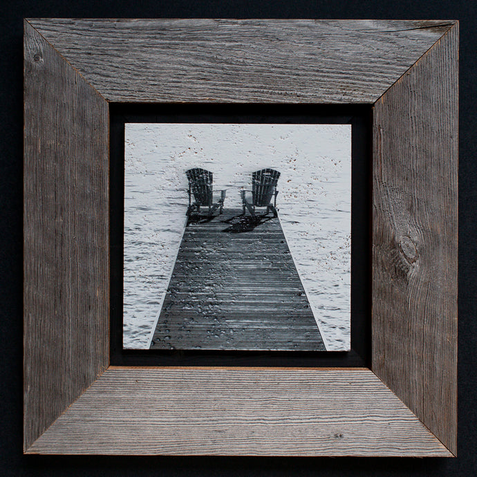 B&W Two On The Dock - Framed Barn Board Grey 4786
