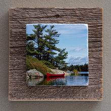 Load image into Gallery viewer, Georgian Bay Red Canoe - On Barn Board 0731
